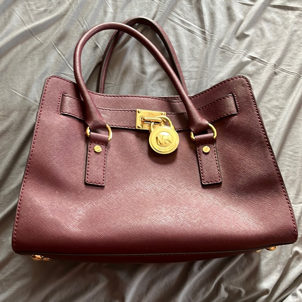 Michael Kors Maroon Lock Satchel